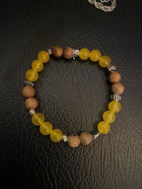 Handcrafted Yellow Beaded Wood Bracelet - Women Jewelry